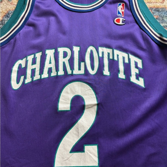 Vintage Champion NBA Charlotte Hornets Larry Johnson Jersey Large - Picture 4 of 6